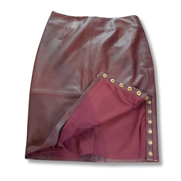 Guess Genuine Leather Pencil Skirt I Size 0 I New With Tags I Burgundy/Wine - Picture 8 of 8